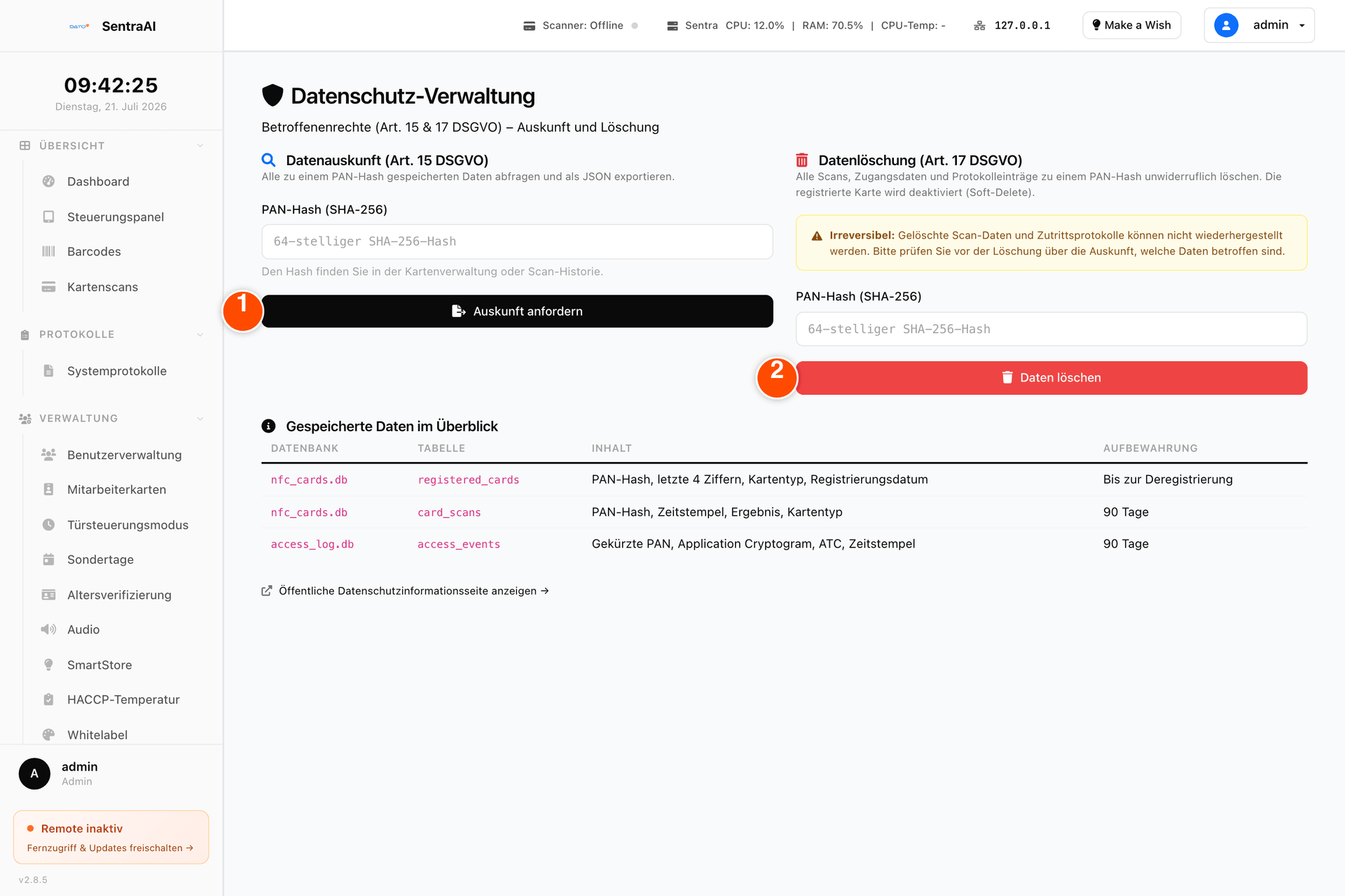 Datenschutz-Verwaltung