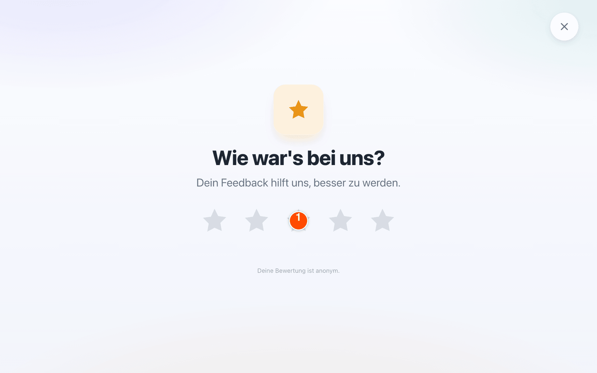 Bewertung abgeben auf dem Kiosk-Tablet